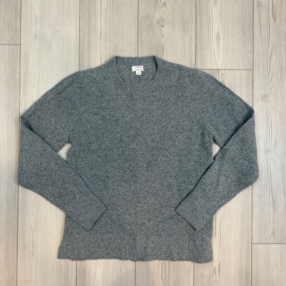 J.Crew Extra-Soft Grey Crewneck Wool Blend Sweater BU223 HO23 Womens Medium